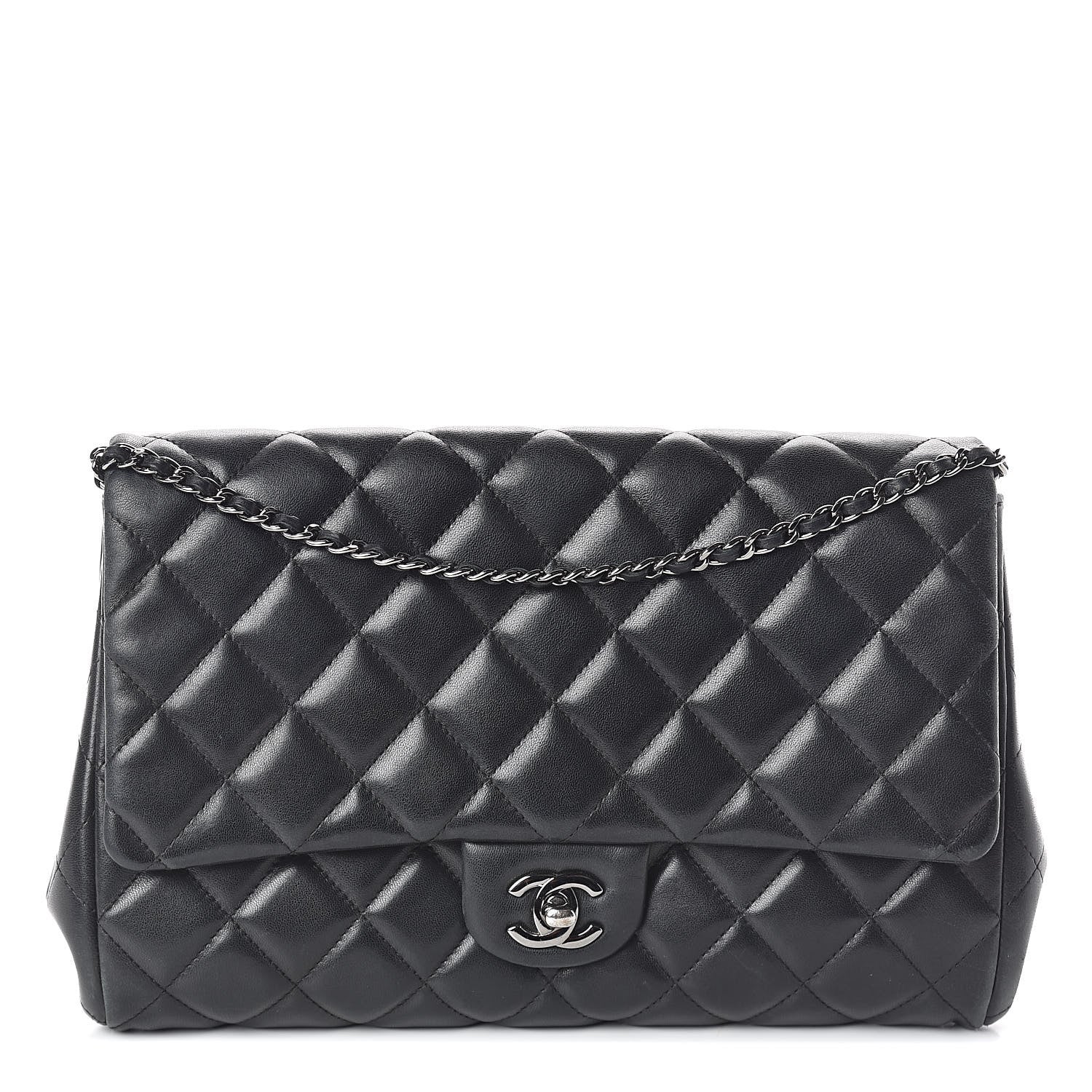Chanel Lambskin Quilted Clutch With Chain Flap Black 1 of 10