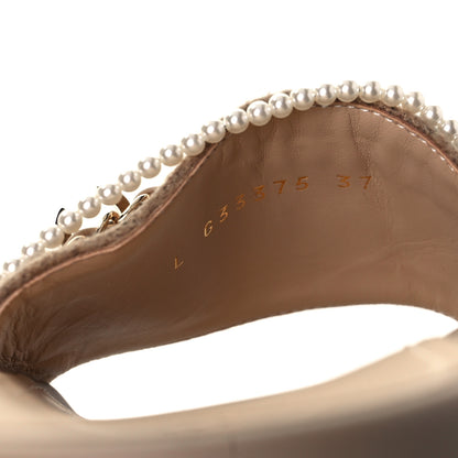 Chanel Felt Pearl Lambskin Chain Flat Sandals 37 Beige 8 of 8
