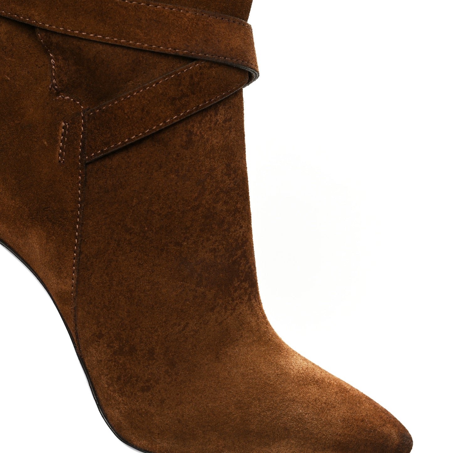 Suede Mica Buckle Western Ankle Booties Brown 39.5