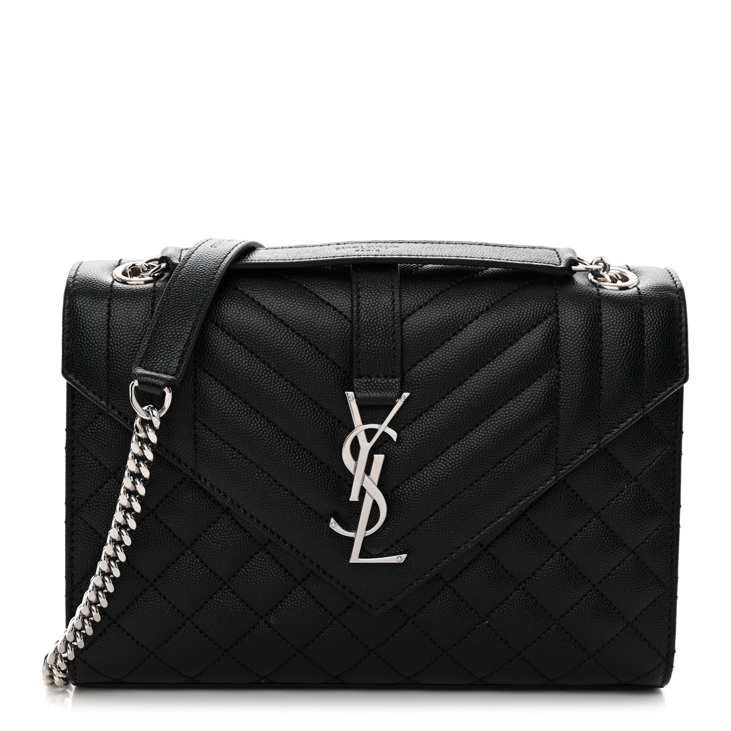Grain De Poudre Textured Mixed Matelasse Triquilt Medium Monogram Satchel Black