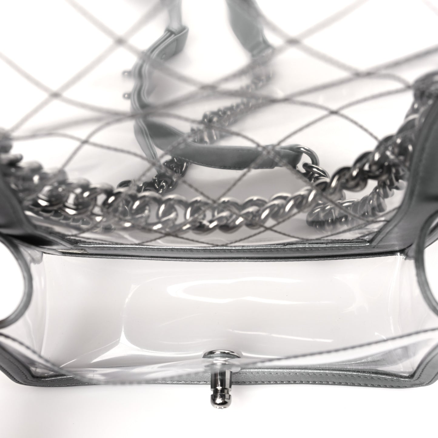 Metallic Lambskin PVC Quilted Small Boy Flap Silver