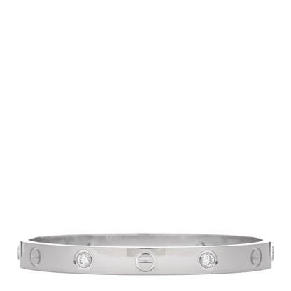 Cartier 18K White Gold 4 Diamond Love Bracelet 16 2 of 9