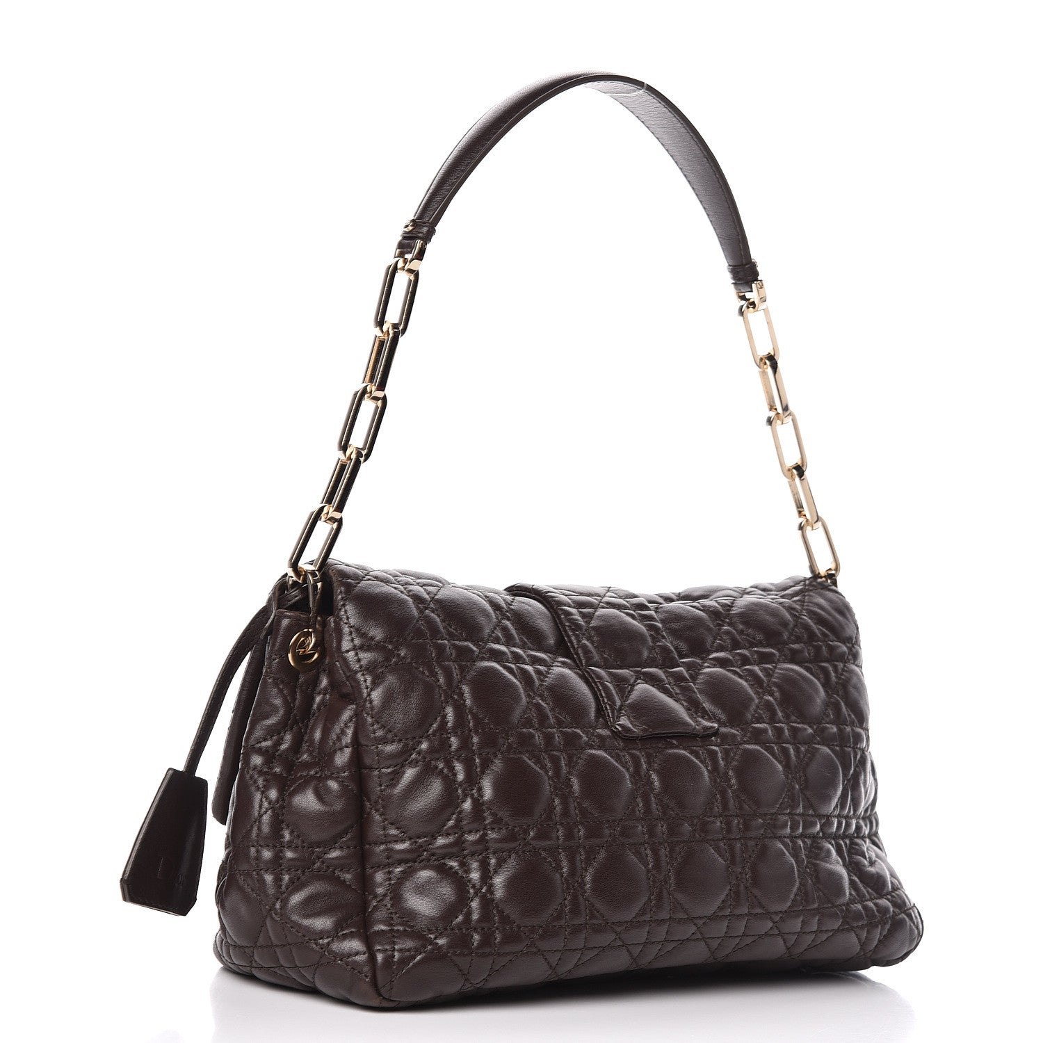 Christian Dior Lambskin Cannage Large New Lock Flap Bag Brown 3 of 10