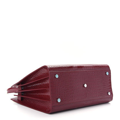Saint Laurent Calfskin Crocodile Embossed Small Sac de Jour Red Lacquer 4 of 8
