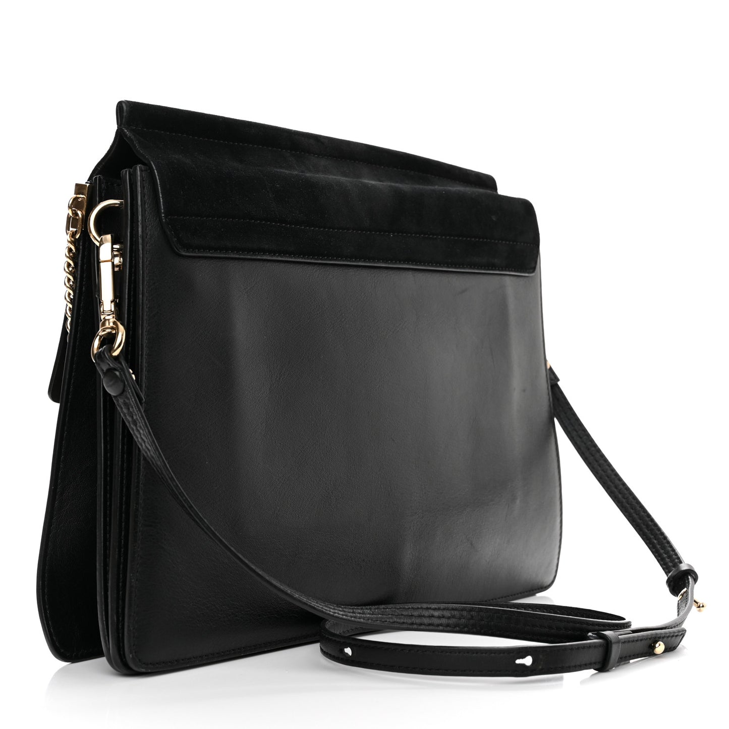 Suede Calfskin Medium Faye Shoulder Bag Black