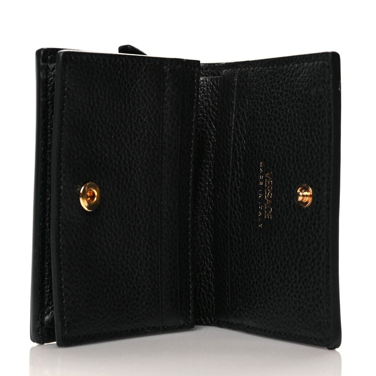Versace Grained Calfskin Virtus Bifold Wallet Black 5 of 7
