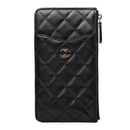 Chanel Lambskin Quilted Classic Flat Wallet Pouch Black 1 of 8
