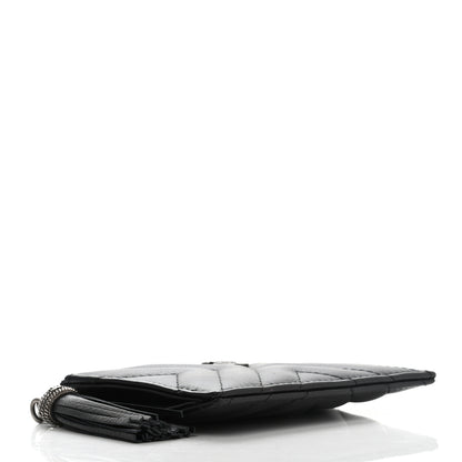 Chanel Calfskin Chevron Quilted Tassel Zip Card Holder Black 4 of 9
