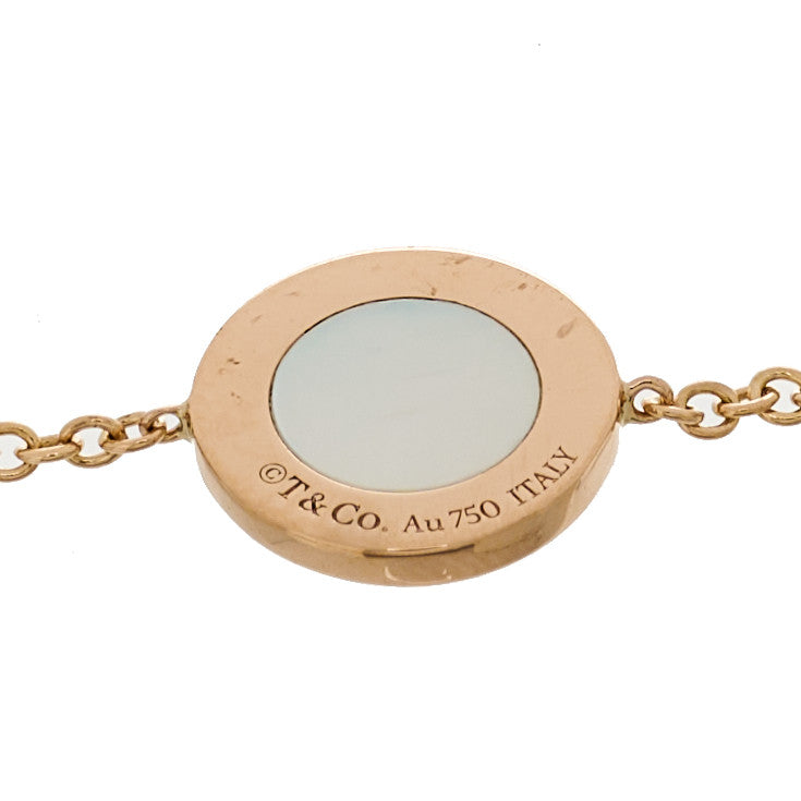 Tiffany 18K Rose Gold Diamond Mother of Pearl T Circle Bracelet 3 of 3