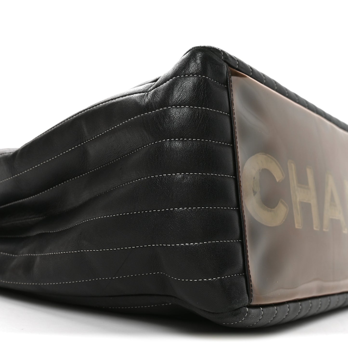 Lambskin Vertical Quilted Large Mademoiselle Tote Black