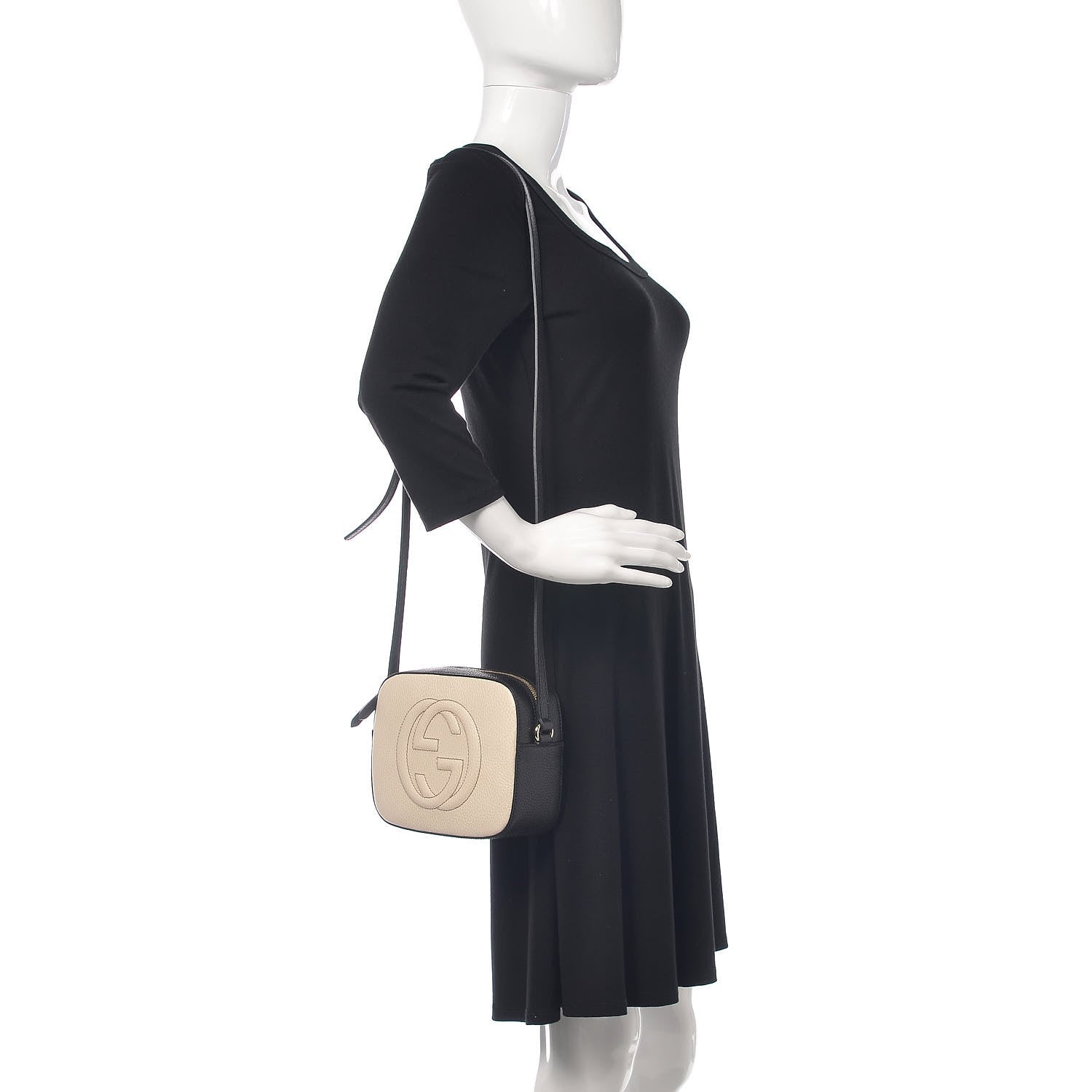Gucci Dollar Calfskin Bi-Color Small Soho Disco Bag Mystic White Black 2 of 10