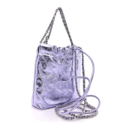 Chanel Metallic Calfskin Quilted Mini Chanel 22 Lilac 3 of 10