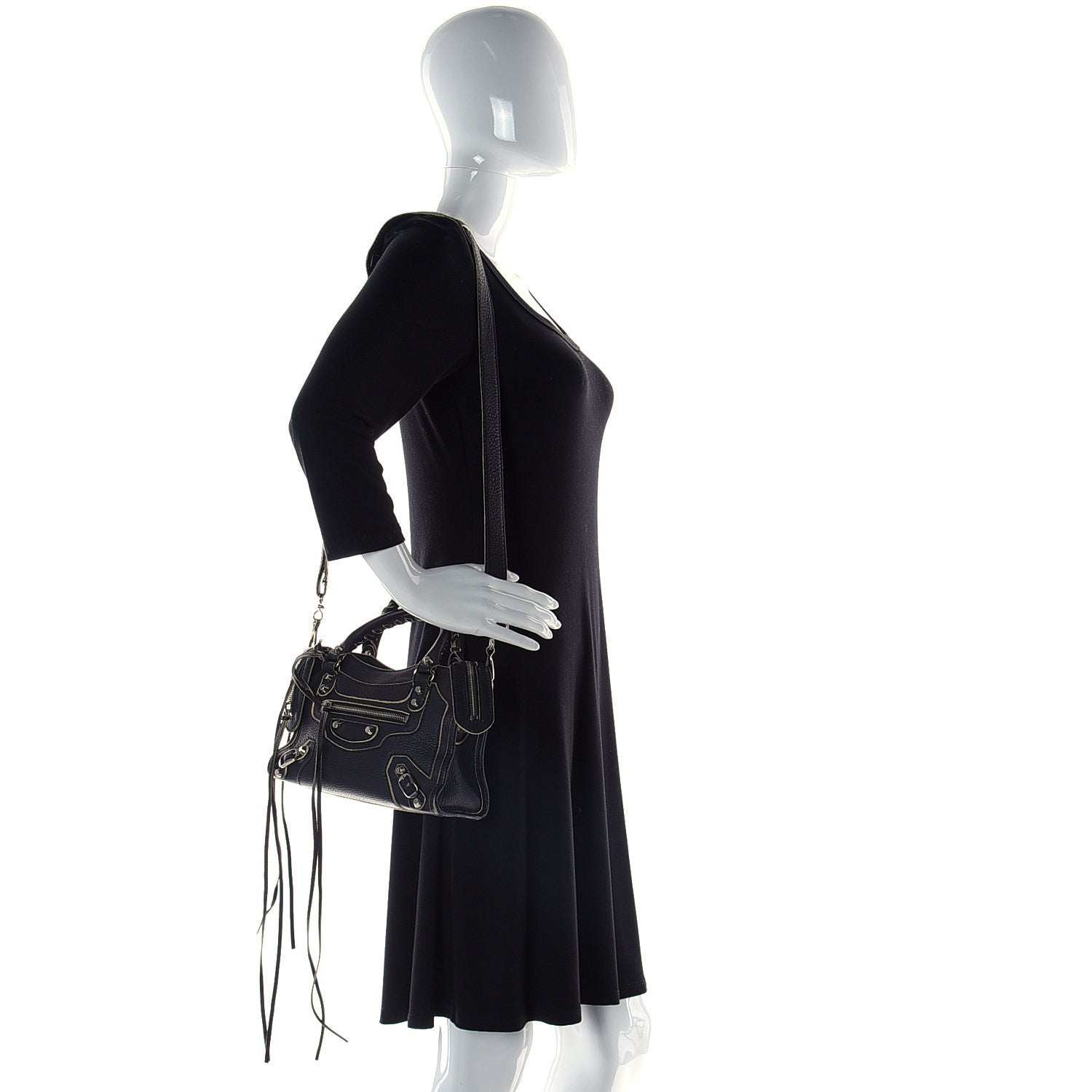 Balenciaga Supple Grained Calfskin Classic Silver Hardware Highlight Mini City Black 2 of 9
