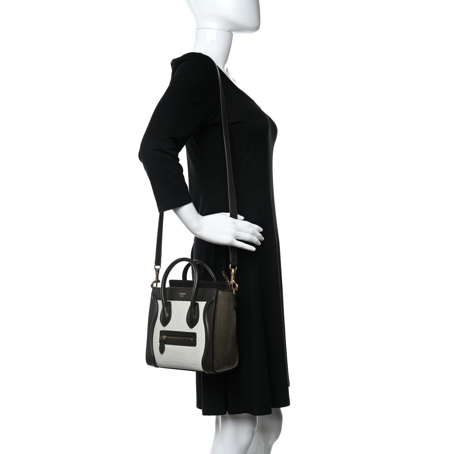 Celine Bullhide Calfskin Nano Tri-Color Luggage White 2 of 9