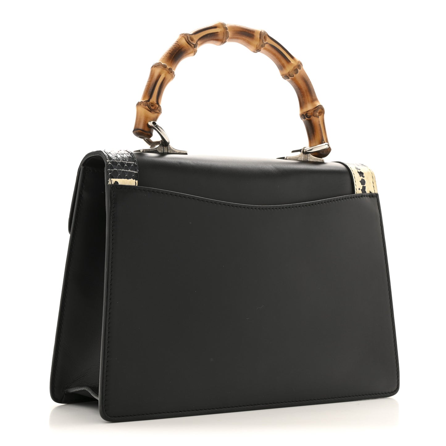 Calfskin Snakeskin Small Lilith Top Handle Bag Black