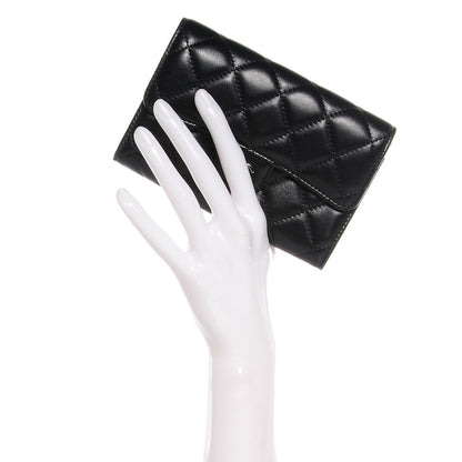 Chanel Lambskin Quilted Small Flap Wallet Black 2 of 8