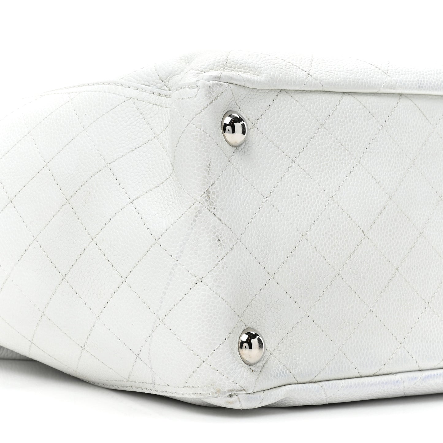 Grained Calfskin CC Pocket Tote White