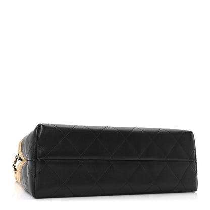 Chanel Suede Calfskin Shiny Lambskin Quilted Small Coco Base Shopping Bag Beige Black 4 of 11