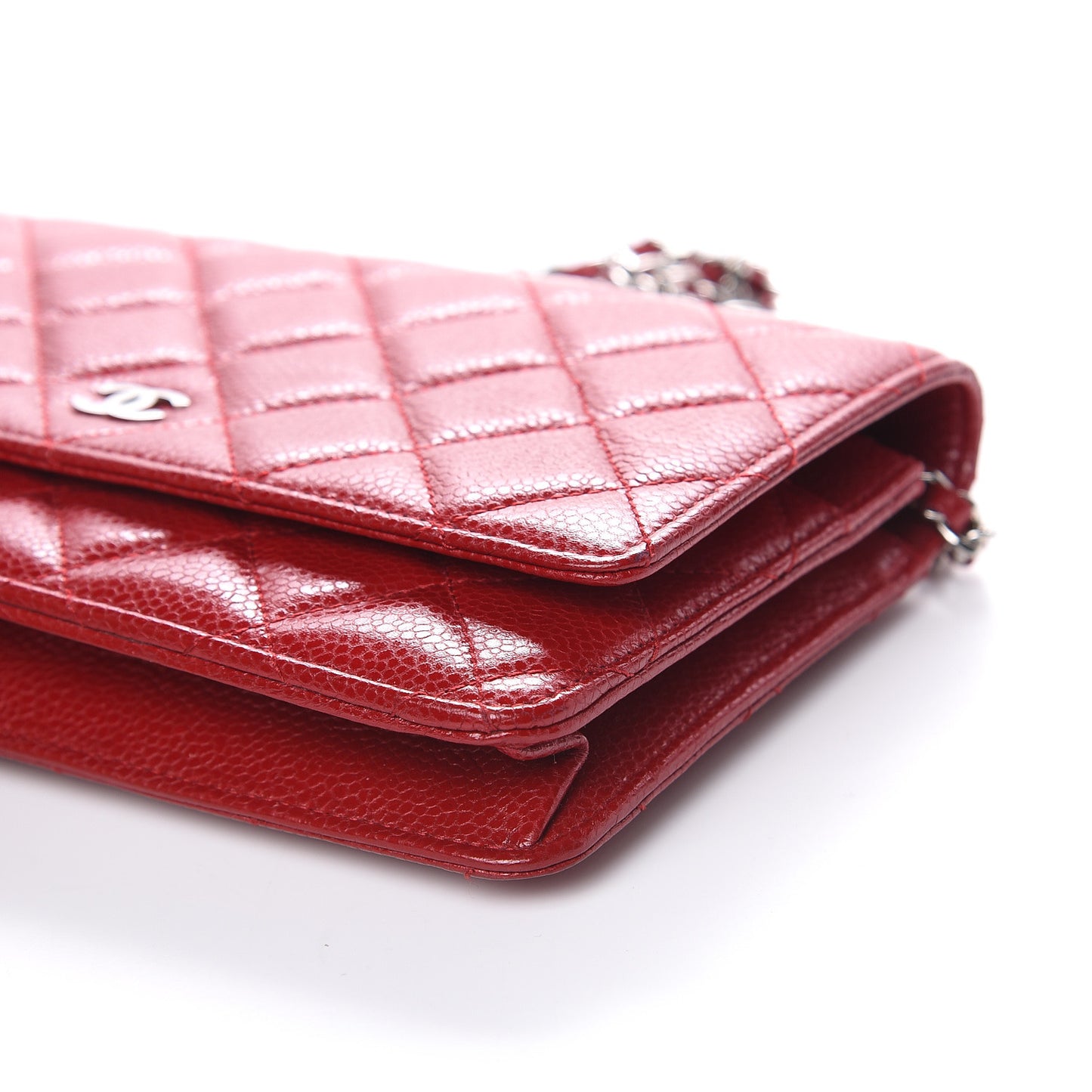 Caviar Quilted Wallet on Chain WOC Red