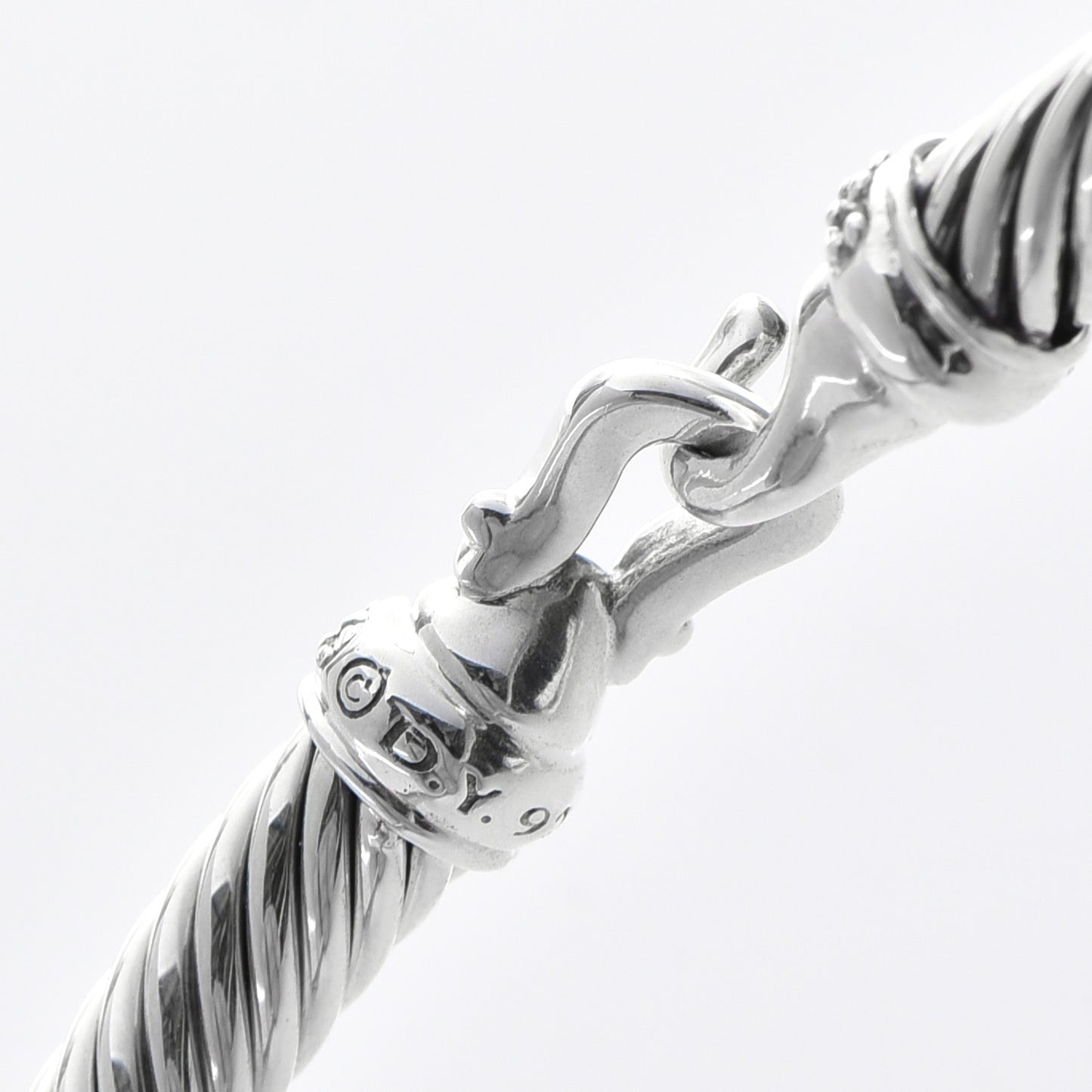 Sterling Silver Diamond 5mm Cable Buckle Bracelet
