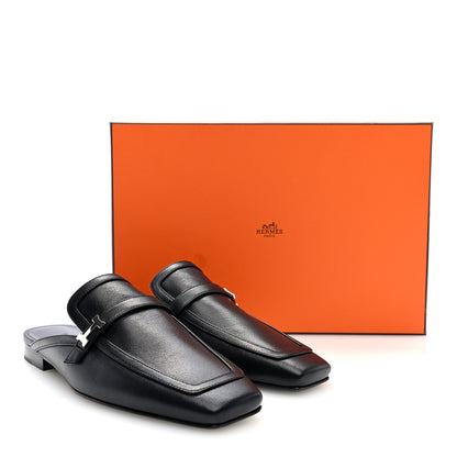 Hermes Goatskin Groupie Mules 38 Black 10 of 10