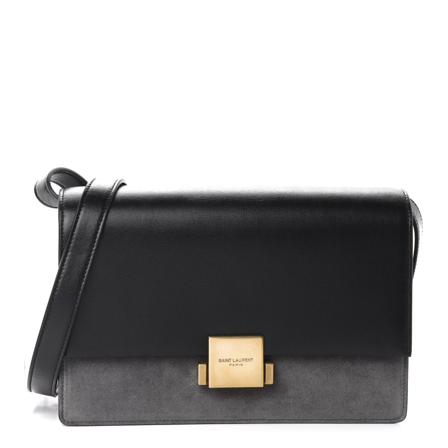 Smooth Calfskin Suede Medium Bellechasse Black Grey