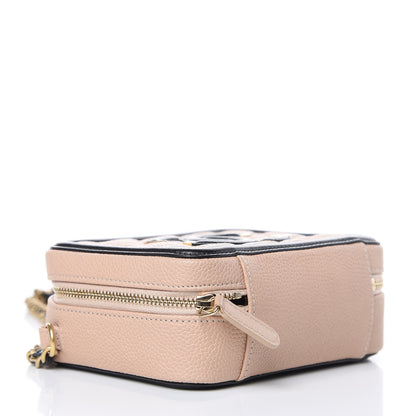 Chanel Caviar Quilted CC Filigree Vanity Clutch With Chain Beige Black 4 of 11