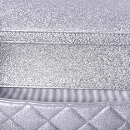 Chanel Metallic Lambskin Quilted Glasses Case With Chain Silver 7 of 9