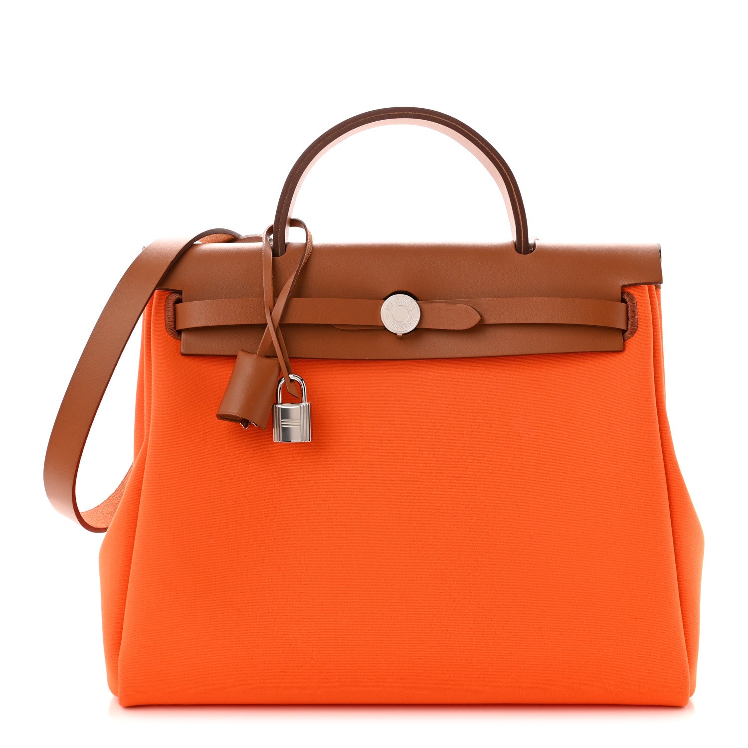 Hermes Toile Officer Vache Hunter Herbag 31 PM Orange Minium 1 of 12