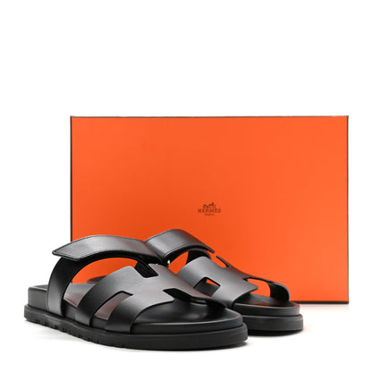 Hermes Calfskin Womens Chypre Sandals 39 Black 9 of 9