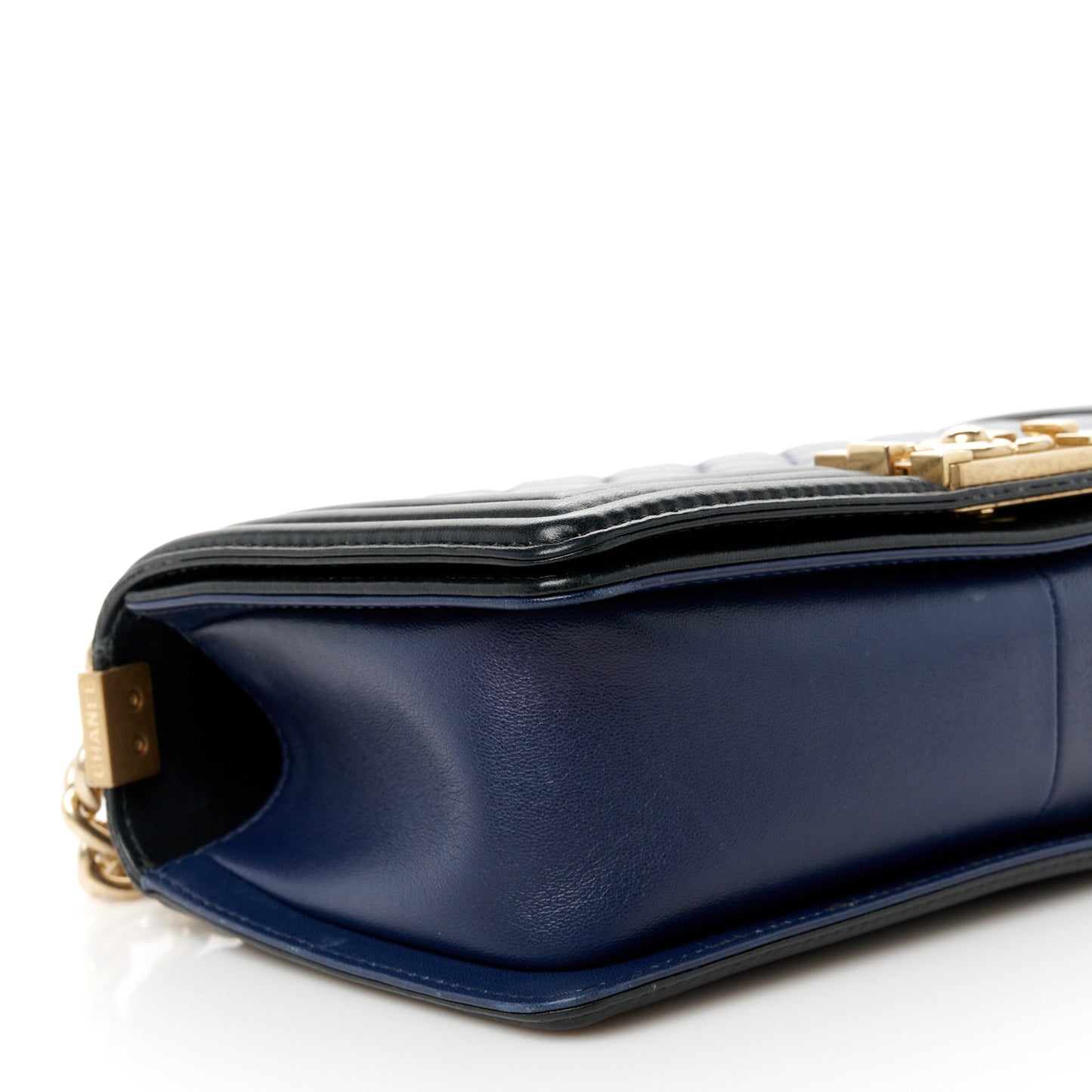 Lambskin Quilted Medium Boy Flap Blue Black