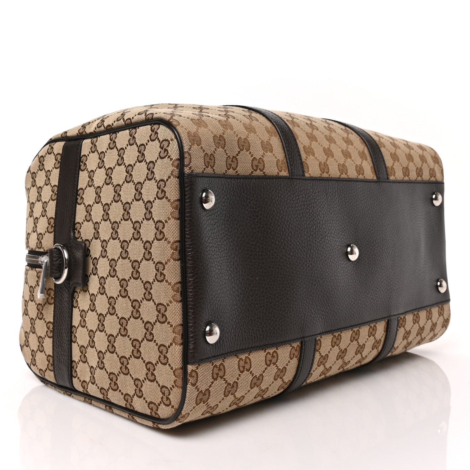 Gucci Monogram Dollar Calfskin Boston Duffle Bag Beige Ebony Testa di Moro Marrone Scuro 4 of 8