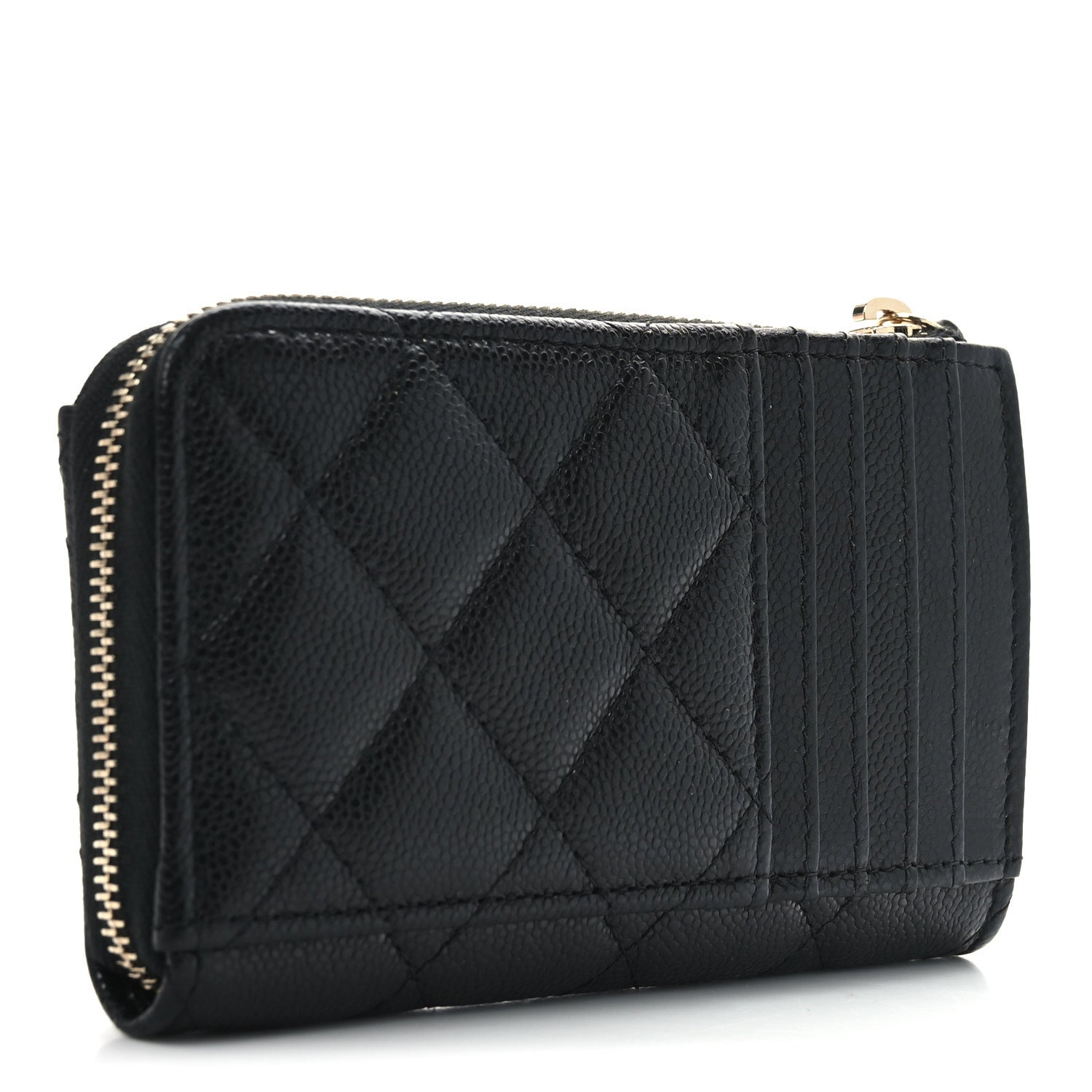 Chanel Caviar Quilted CC Zip Around Card Holder Black 3 of 8