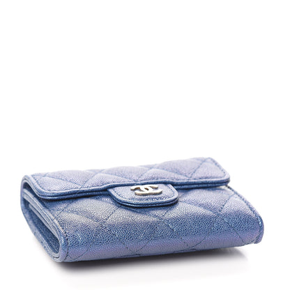 Chanel Iridescent Caviar Quilted Flap Card Holder Wallet Dark Blue 3 of 8