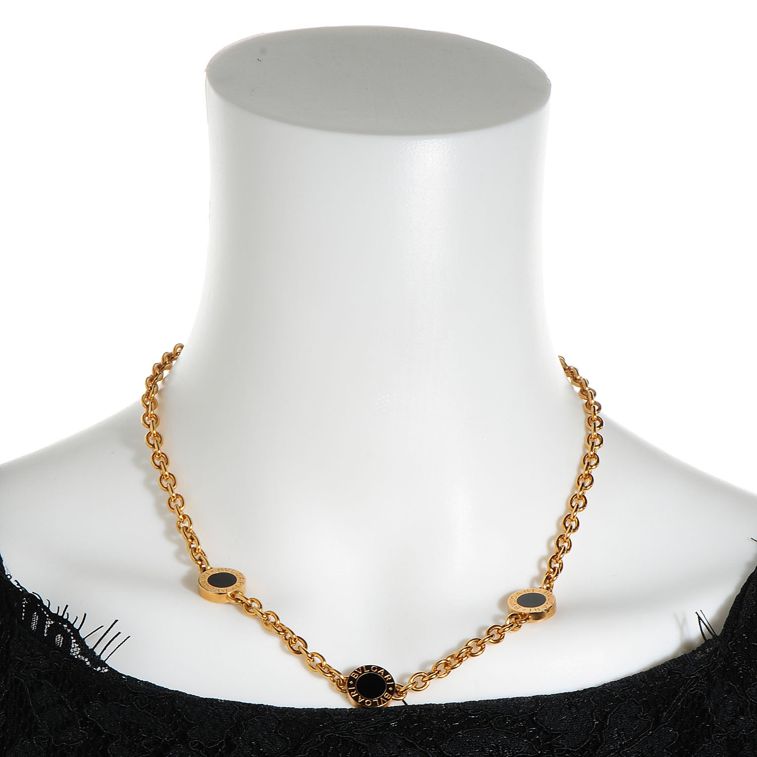 Bulgari 18K Yellow Gold Black Onyx BVLGARI BVLGARI Station Necklace 2 of 5