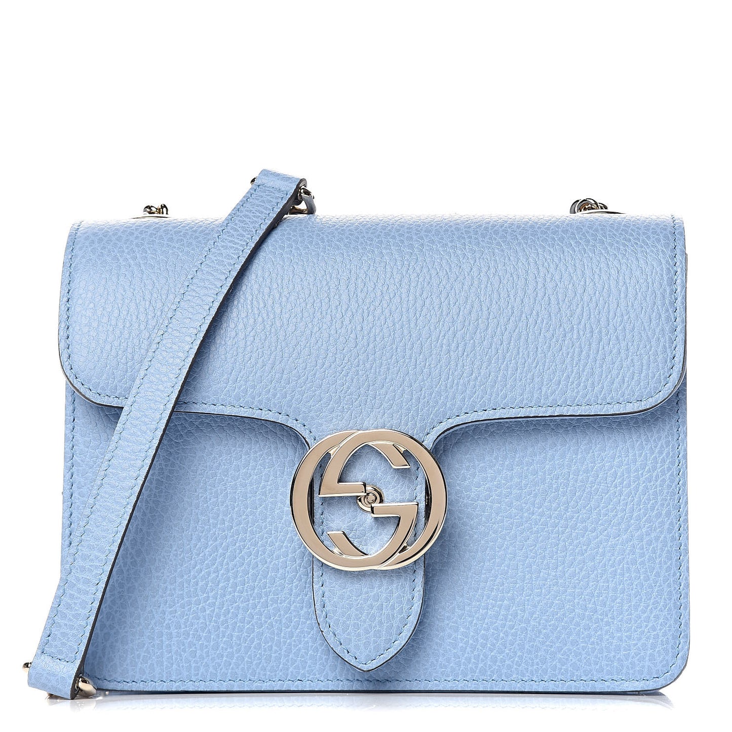 Dollar Calfskin Small Interlocking G Shoulder Bag Mineral Blue
