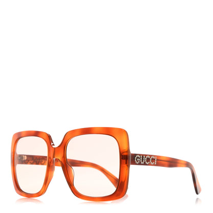 Gucci Square Frame Crystal Sunglasses GG0418S Tortoiseshell 1 of 8