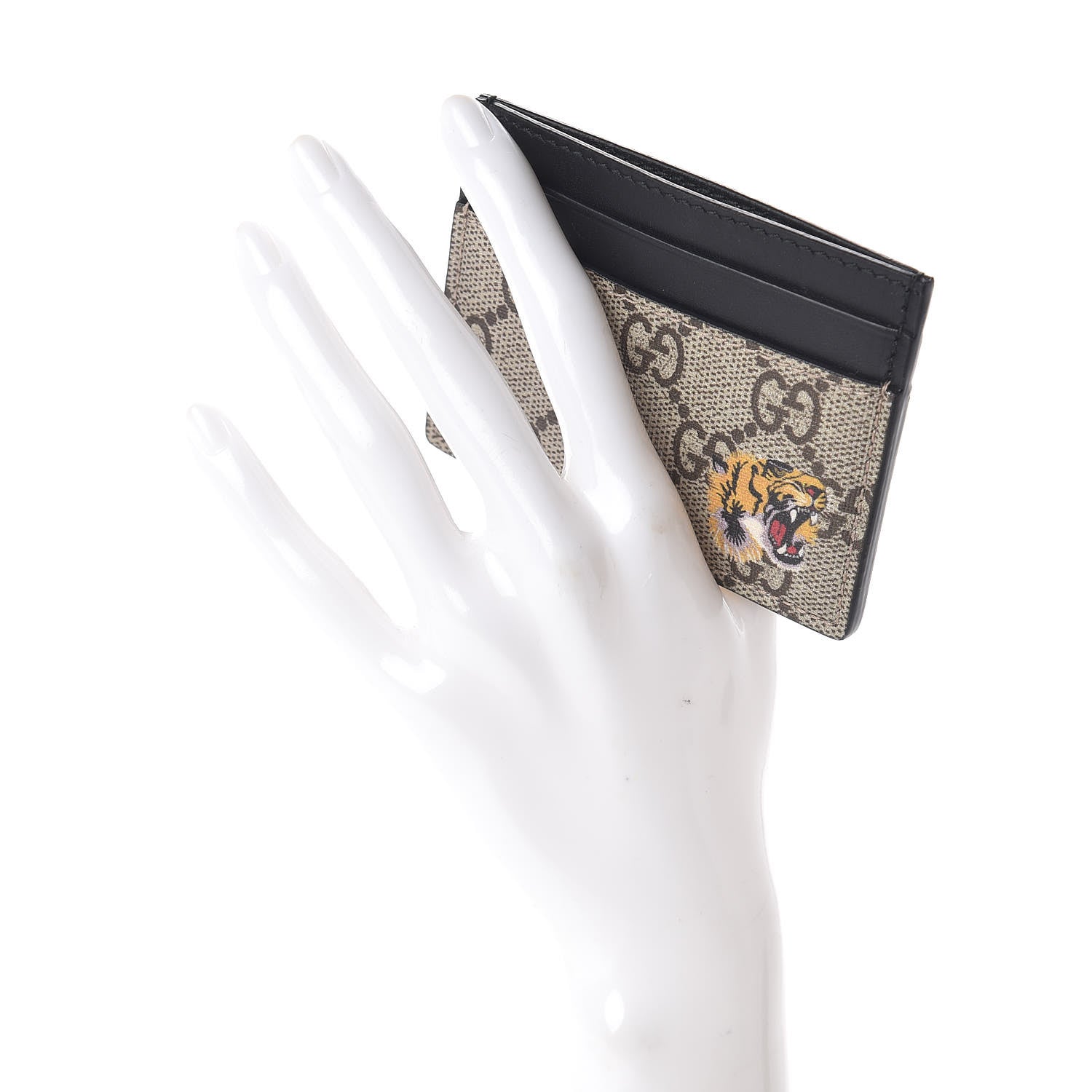 Gucci GG Supreme Monogram Tiger Print Card Holder Black 2 of 6