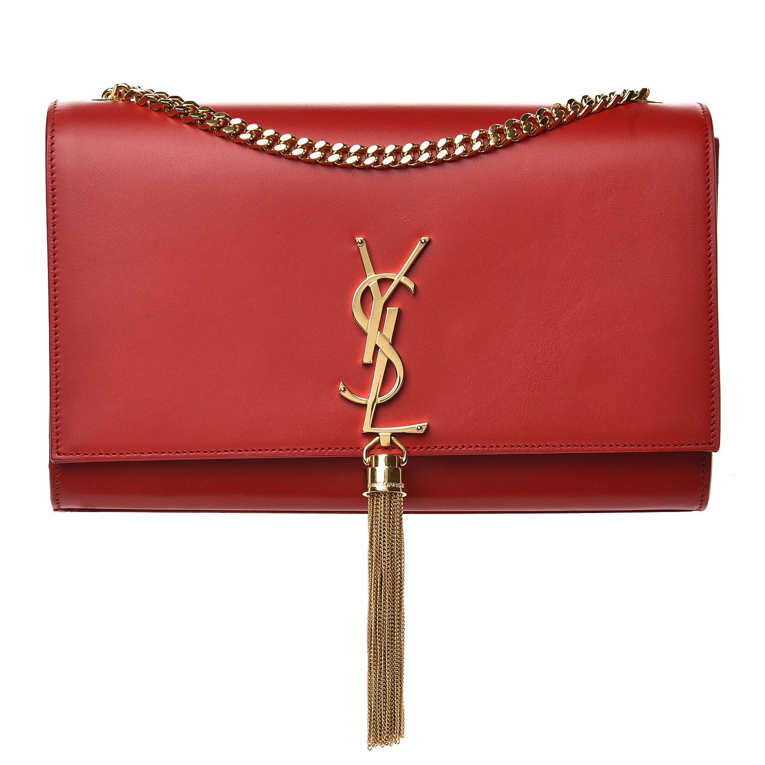 Saint Laurent Smooth Calfskin Medium Classic Monogram Kate Tassel Satchel Lipstick Red 1 of 8