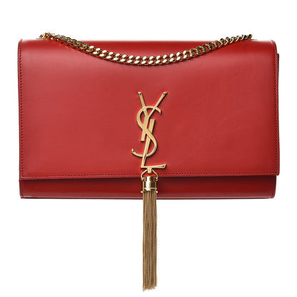 Saint Laurent Smooth Calfskin Medium Classic Monogram Kate Tassel Satchel Lipstick Red 1 of 8