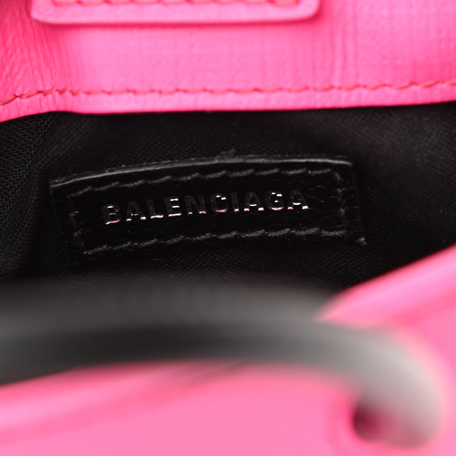 Balenciaga Squared Calfskin Logo Shopping Phone Holder Bag Acid Fuchsia 6 of 9