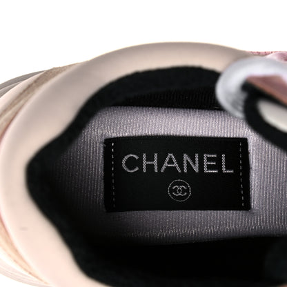 Chanel Nylon Lambskin Suede Calfskin CC Sneakers 38 Pink White Black 7 of 15