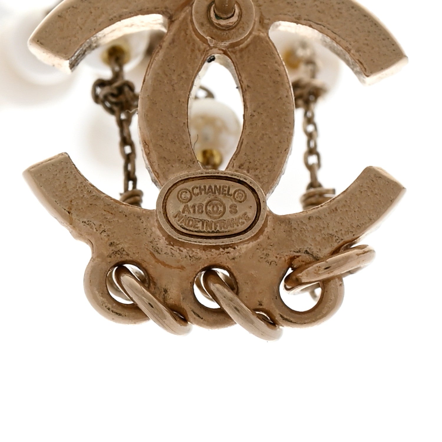 Chanel Pearl CC Long Chain Drop Earrings Gold 4 of 5