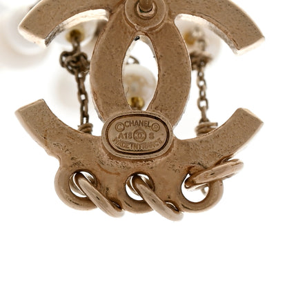 Chanel Pearl CC Long Chain Drop Earrings Gold 4 of 5
