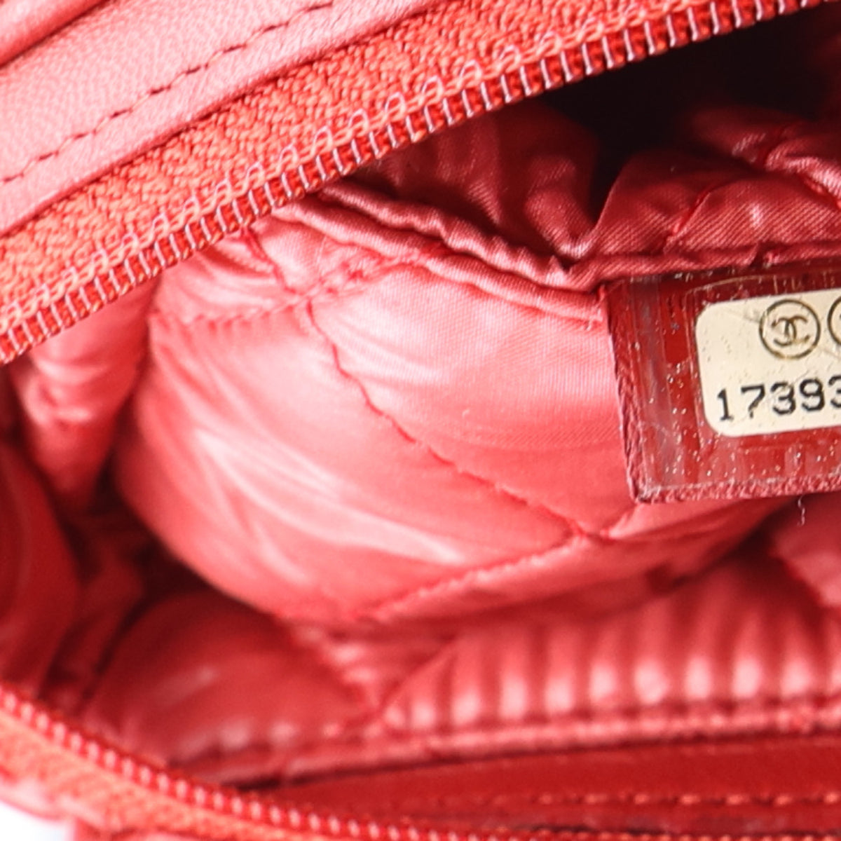 Lambskin Quilted Flap Cosmetic Case Red