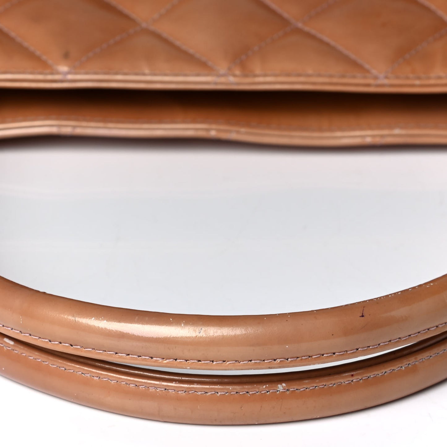 Patent Quilted Medallion Tote Dark Beige
