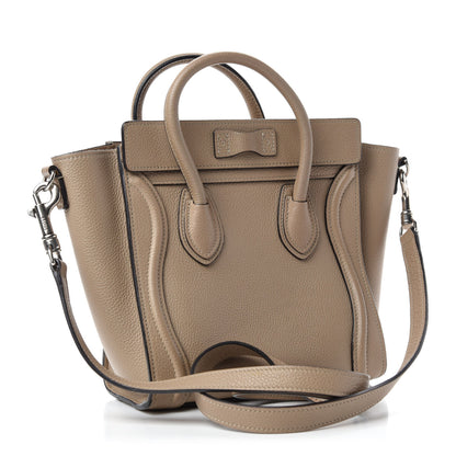 Celine Drummed Calfskin Nano Luggage Dune 3 of 9