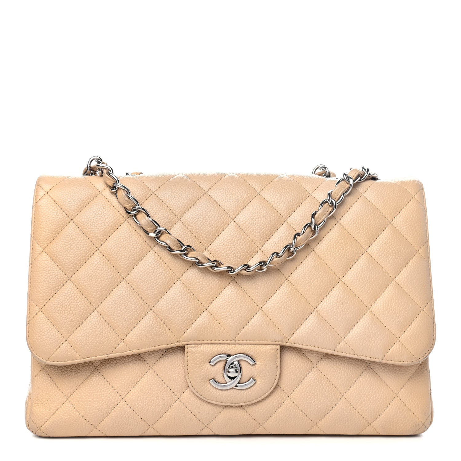 Chanel Caviar Quilted Jumbo Single Flap Beige Clair 1 of 4