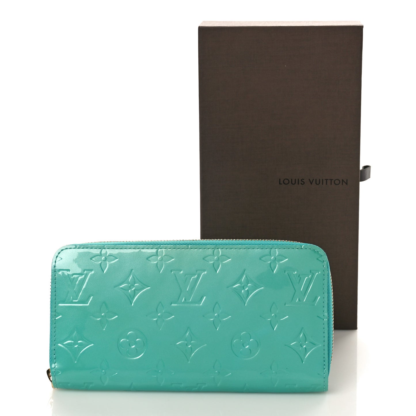 LOUIS VUITTON Vernis Zippy Wallet Bleu Lagon