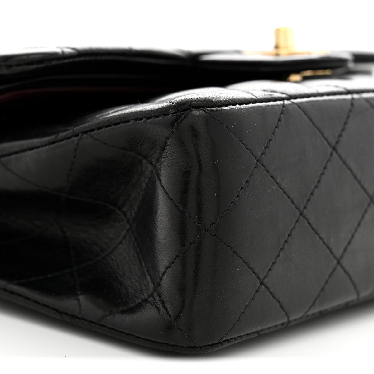 Lambskin Quilted Small Double Flap Black